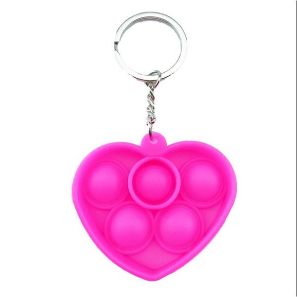 Fidget , Mini Portable Pop It Fidget Bubble Popping Sensory Fidget Heart - Pink