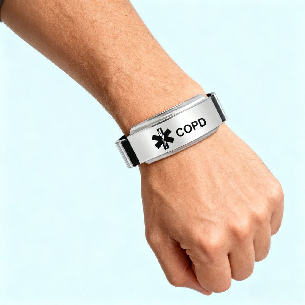 Unisex Silicone Medical Alert Identification Bracelet - Black