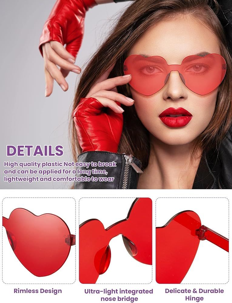 Rimless heart shaped glasses - 1 Pack