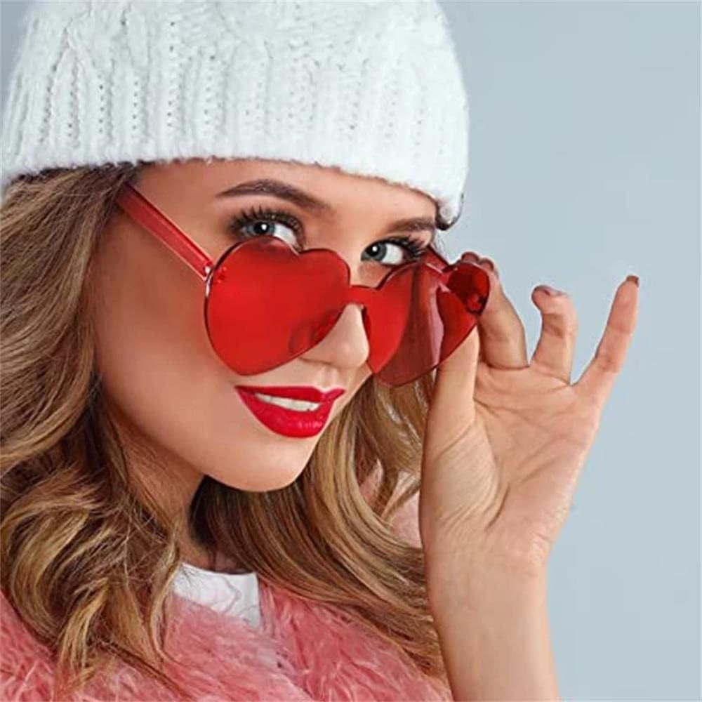 Rimless Heart Shaped Glasses - 5 Pack