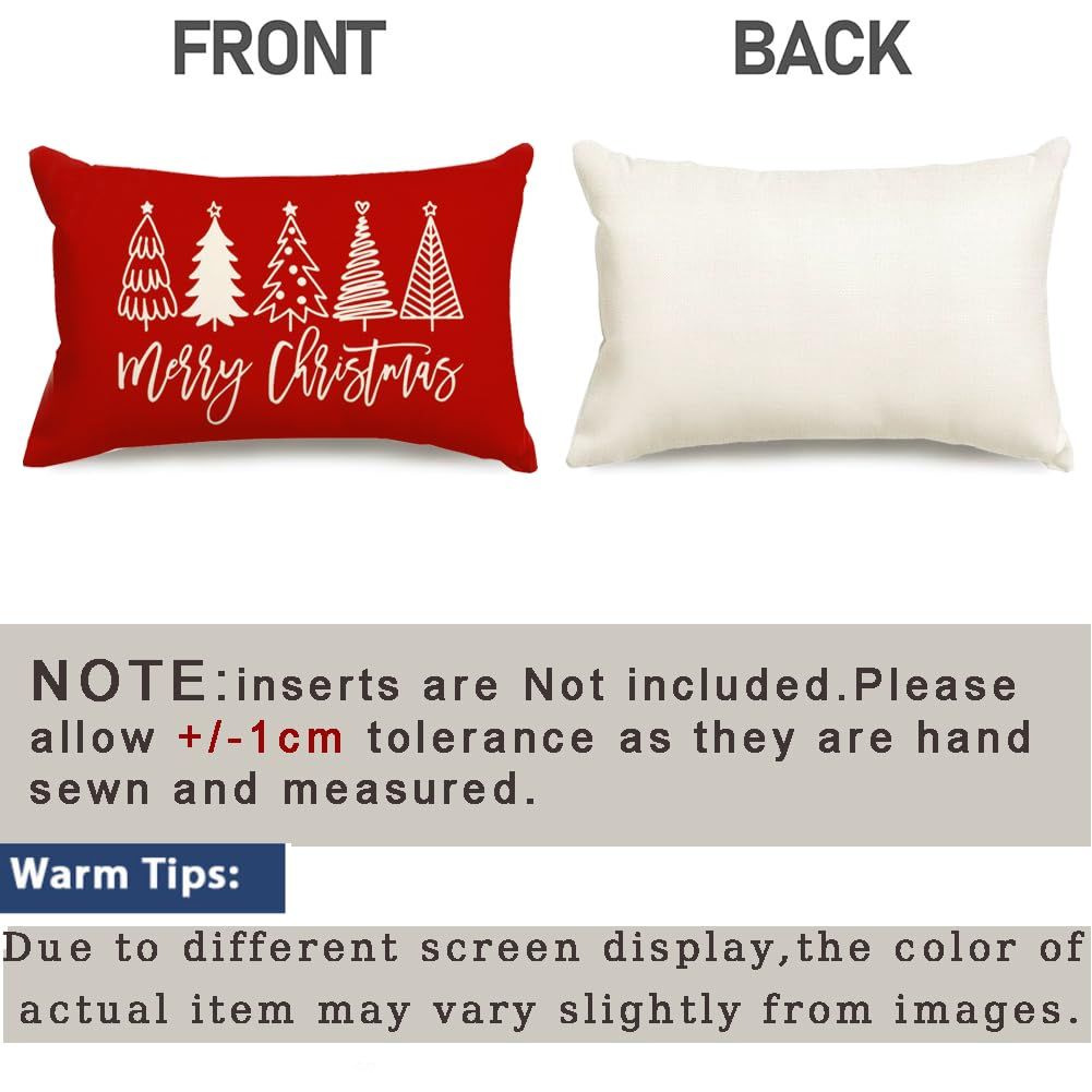 Merry Christmas Pillow Cover - Red Trees