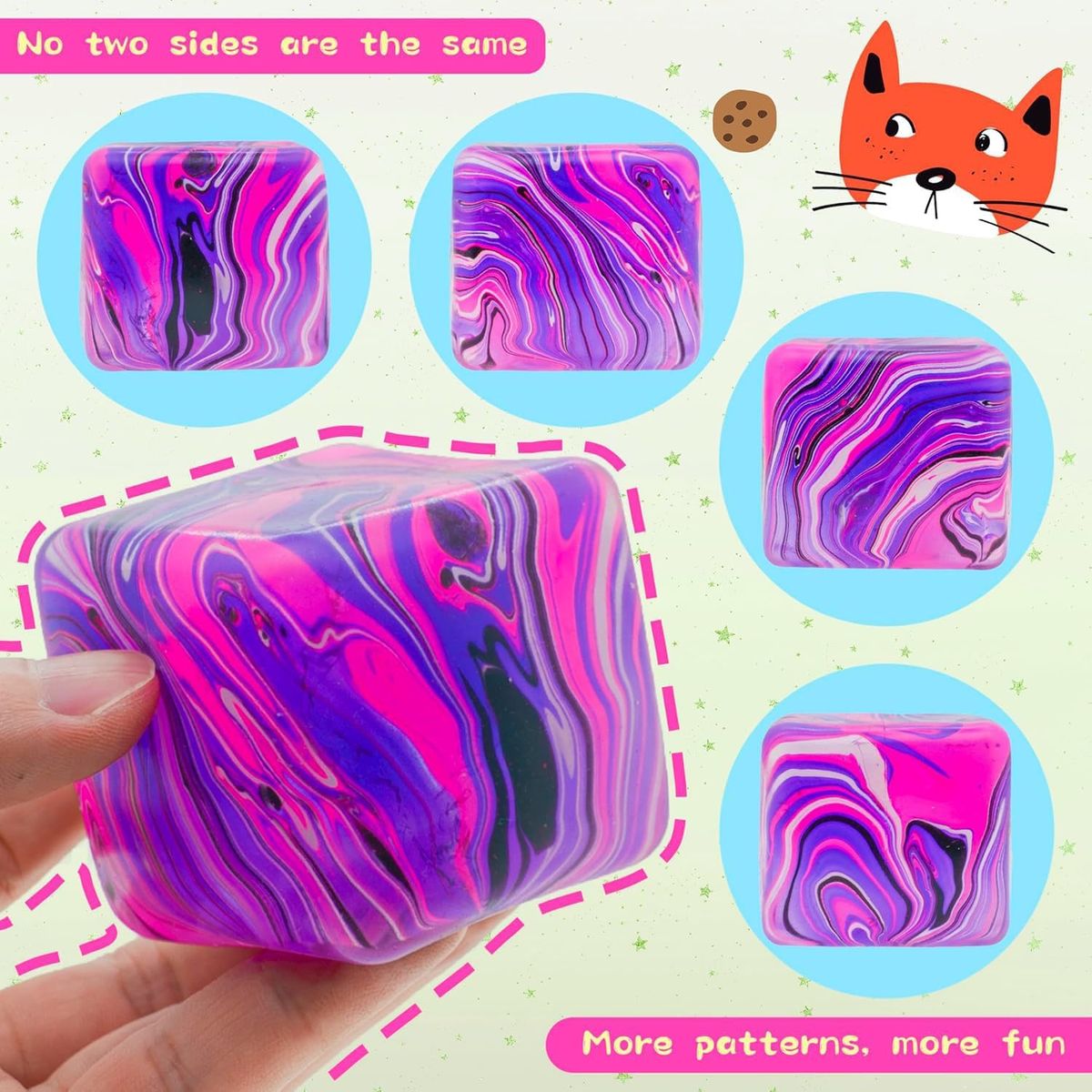 Swirl Stress Ice Cube Squishy Toy,Slow Rising Fidget Toy for Anxiety Relief