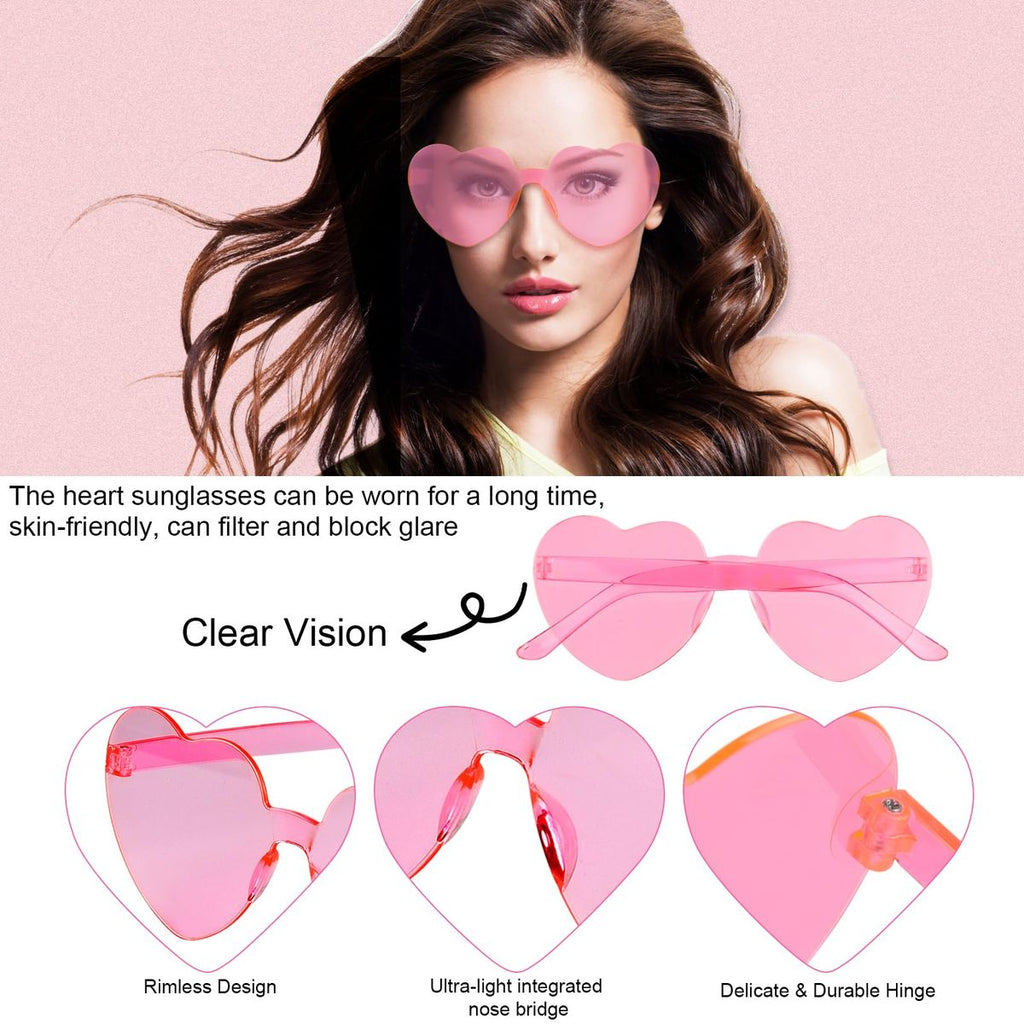 Rimless heart shaped glasses - 1 Pack