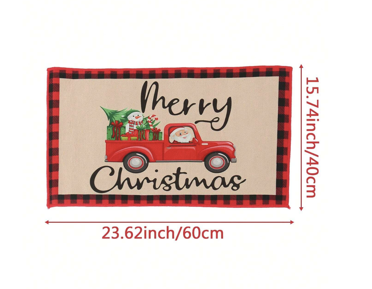 Christmas Mat- Santa in a Red Truck