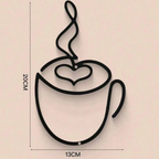 Modern Black Metal Coffee Cup Wall Hanging Art - 3 Piece