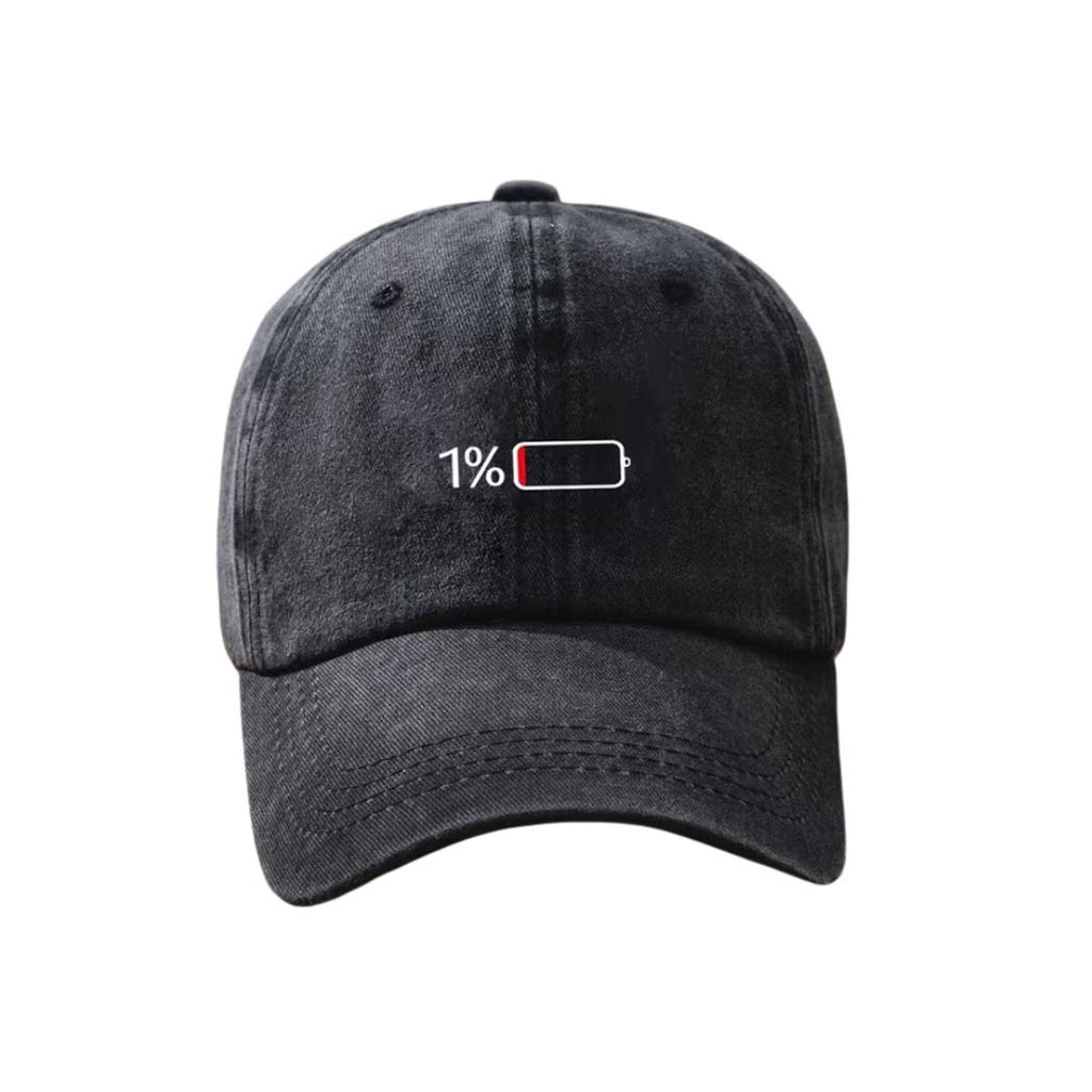 Men's Washed Printed Baseball Cap - Dark Grey