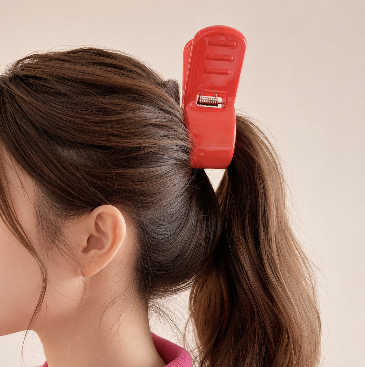 Anime-Inspired Hair Claw Clip with Character Design - Red