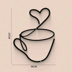 Modern Black Metal Coffee Cup Wall Hanging Art - 3 Piece