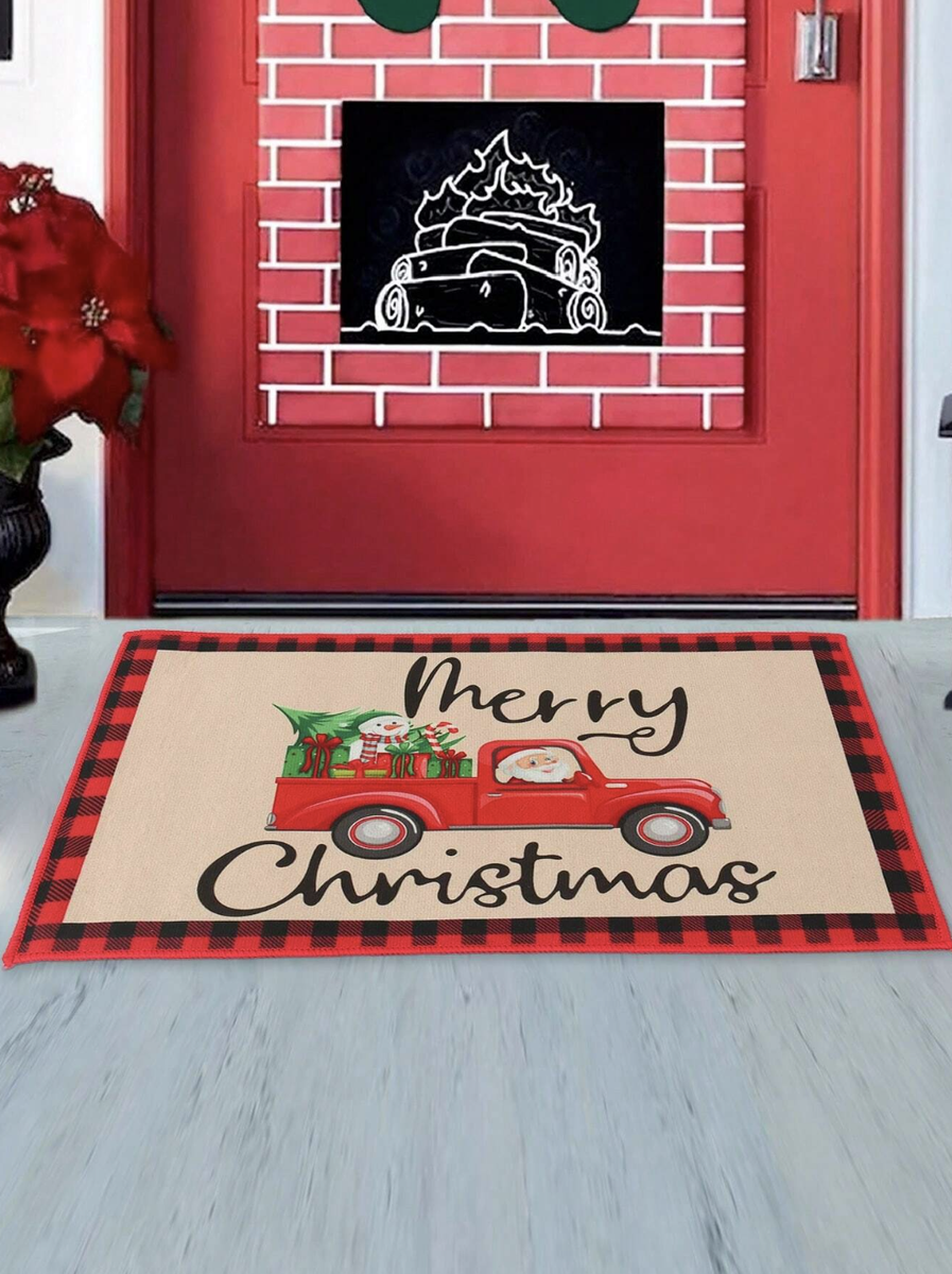Christmas Mat- Santa in a Red Truck