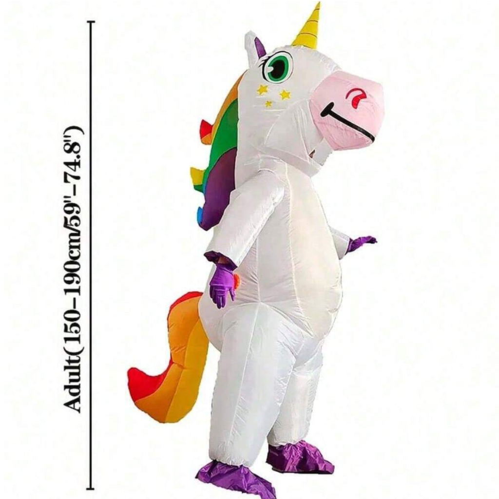 Colourful Adult Unicorn Inflatable Costume - Blue