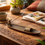 Metal Alloy Fisherman Incense Holder - Brown
