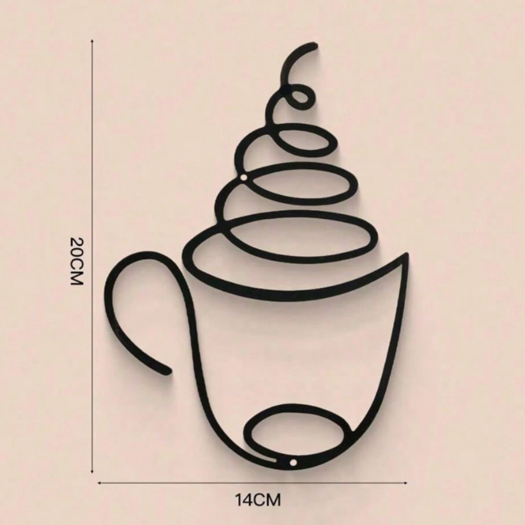 Modern Black Metal Coffee Cup Wall Hanging Art - 3 Piece