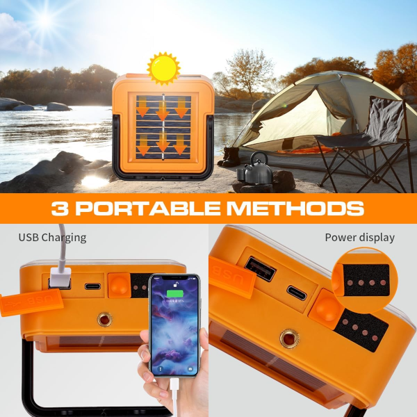 D05 - Portable Solar Power LED Flood Light - Orange