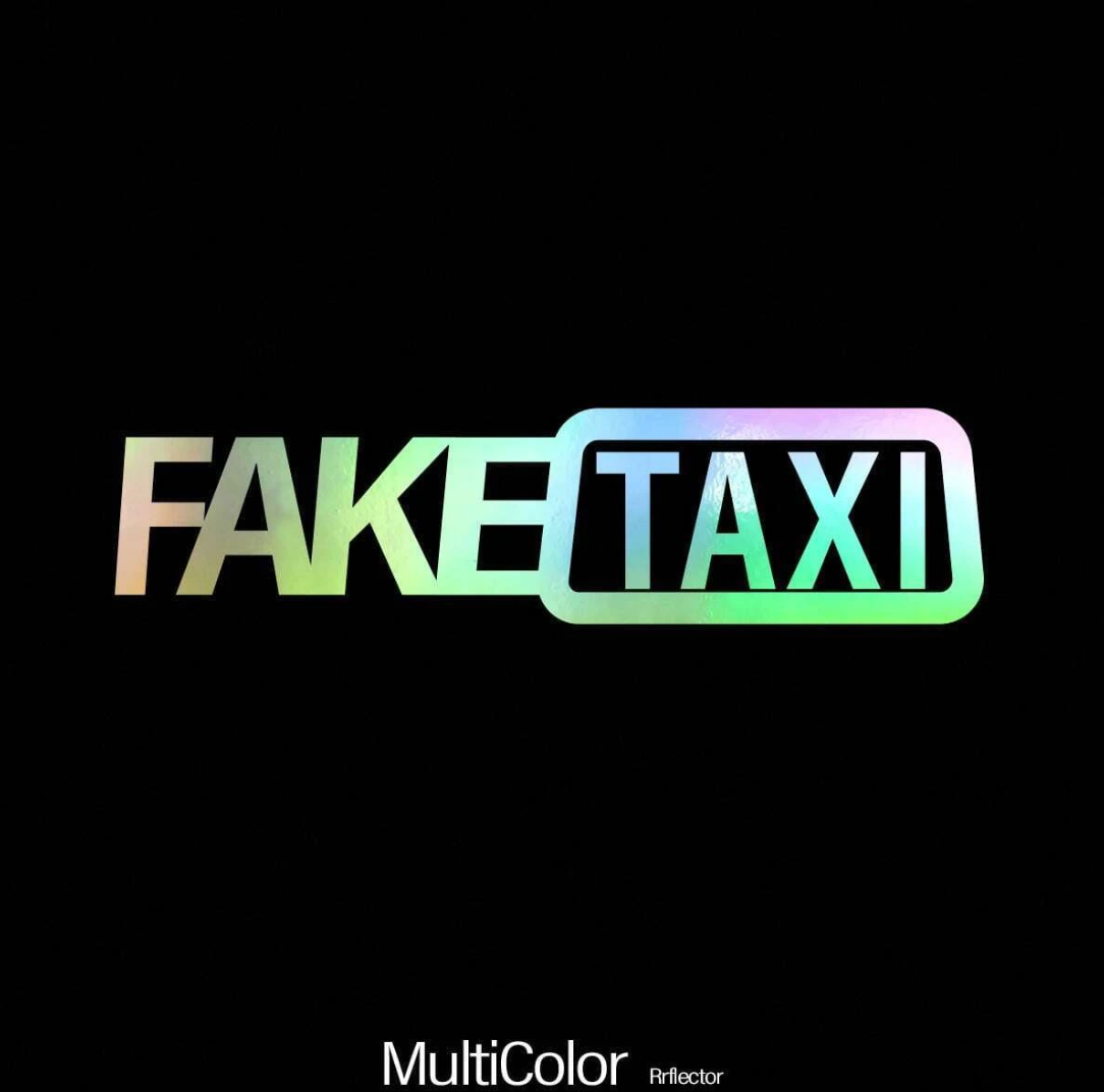Fake Taxi Vinyl Decal - - Small- 16cm x 4 cm