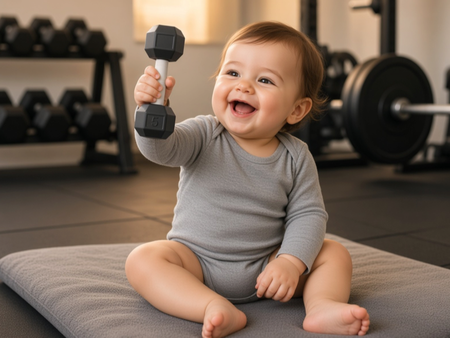 Baby Dumbbell Rattle - Mini Gym Toy for Little Lifters
