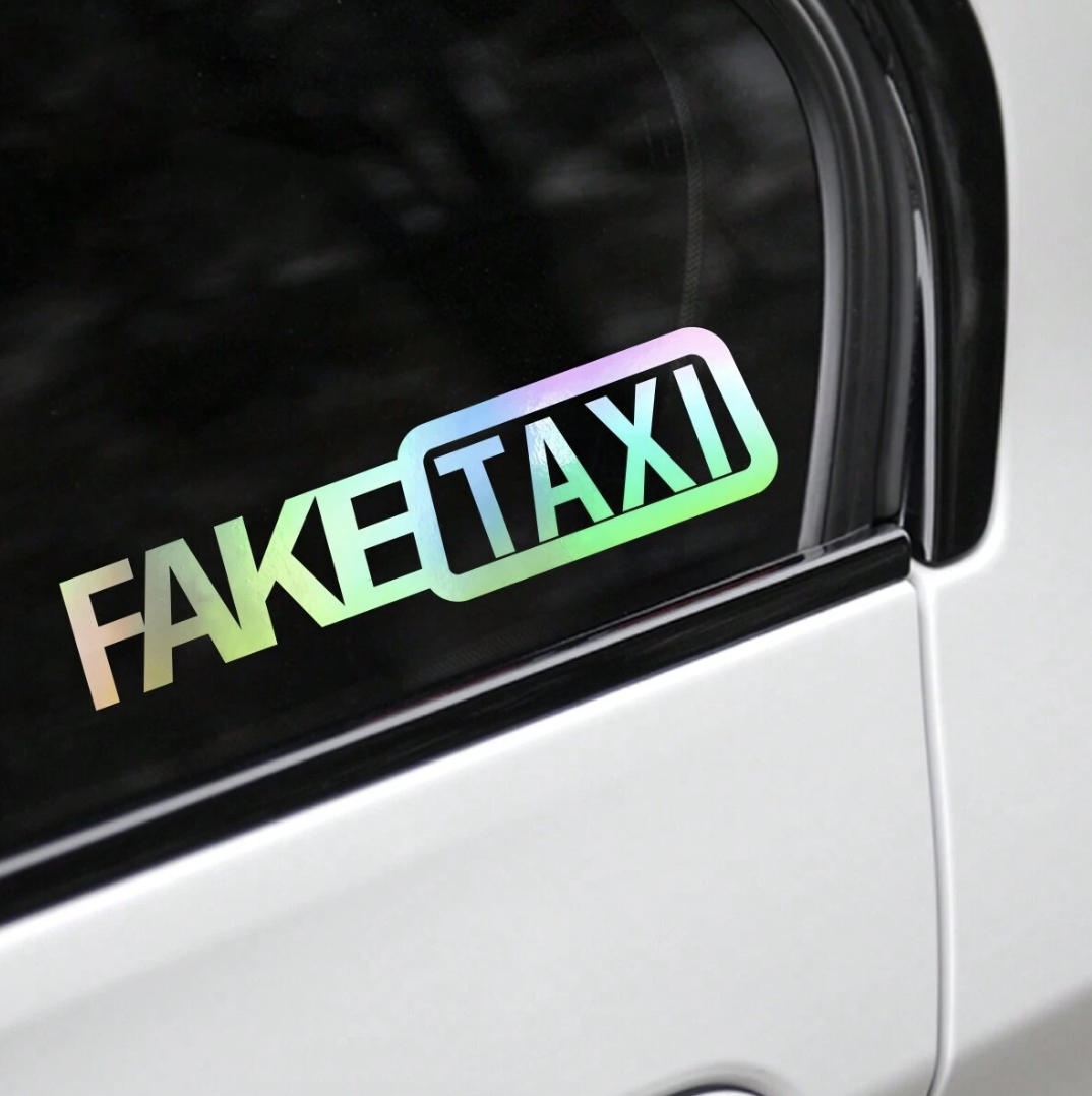 Fake Taxi Vinyl Decal - Start the conversation-Medium 21cm x 5.2cm