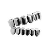 Hip Hop Rapper Clip-on Teeth Grillz in Shiny Silver Plated Finish