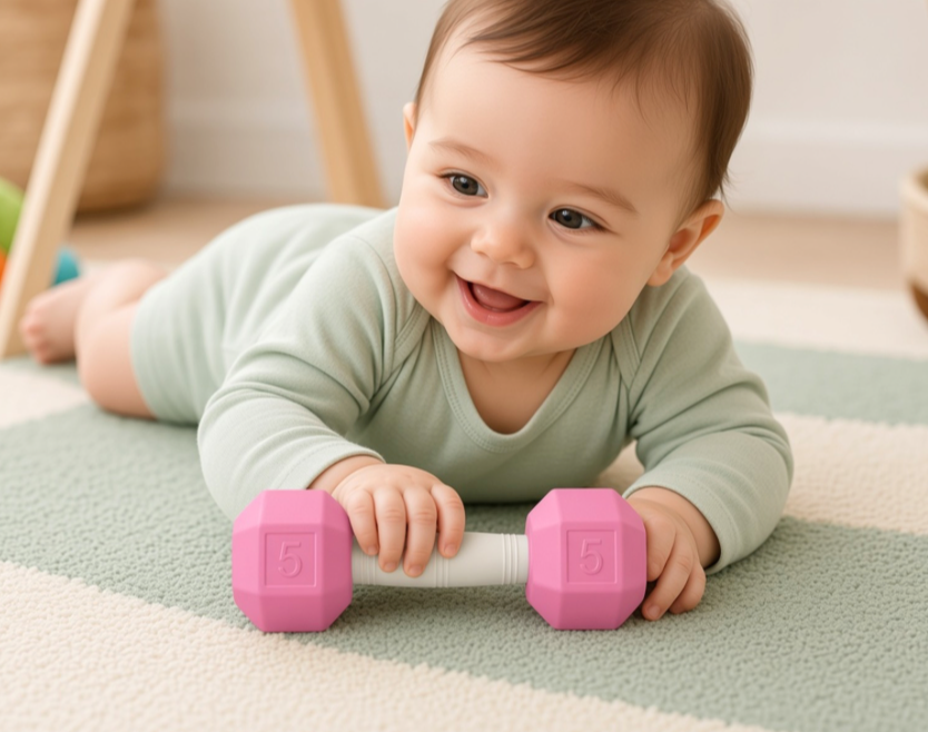 Baby Dumbbell Rattle - Mini Gym Toy for Little Lifters