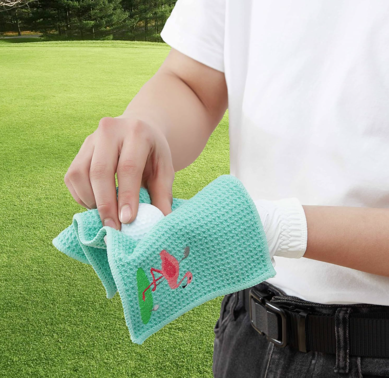 Embroidered Golf Towel - Flamingo