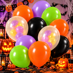 Halloween Party Balloons - 10 Piece Assorted Colour Balloon Decoration Set