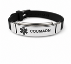 Black-Silver Silicone Identification Bracelet