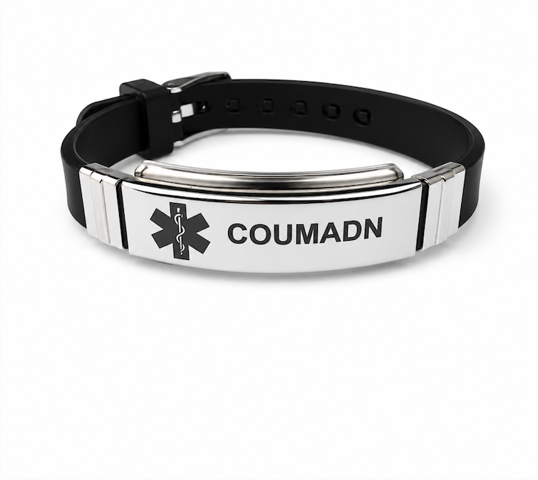Black-Silver Silicone Identification Bracelet