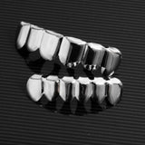 Hip Hop Rapper Clip-on Teeth Grillz in Shiny Silver Plated Finish