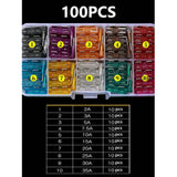 100 Piece Blade Type Fuses - 2A to 35A
