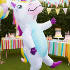 Colourful Adult Unicorn Inflatable Costume - Blue