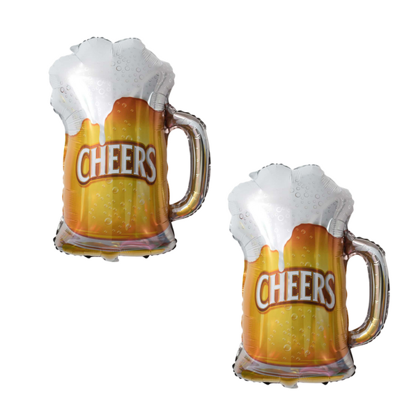 Large Beer Mug Cheers Foil Balloons Gold 70 x 56cm - 2 Pack