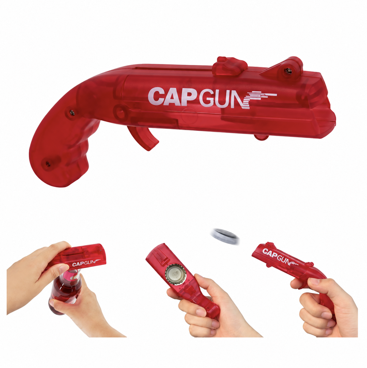 Gun Shaped Bottle Opener - Cap Launcher - Translucent