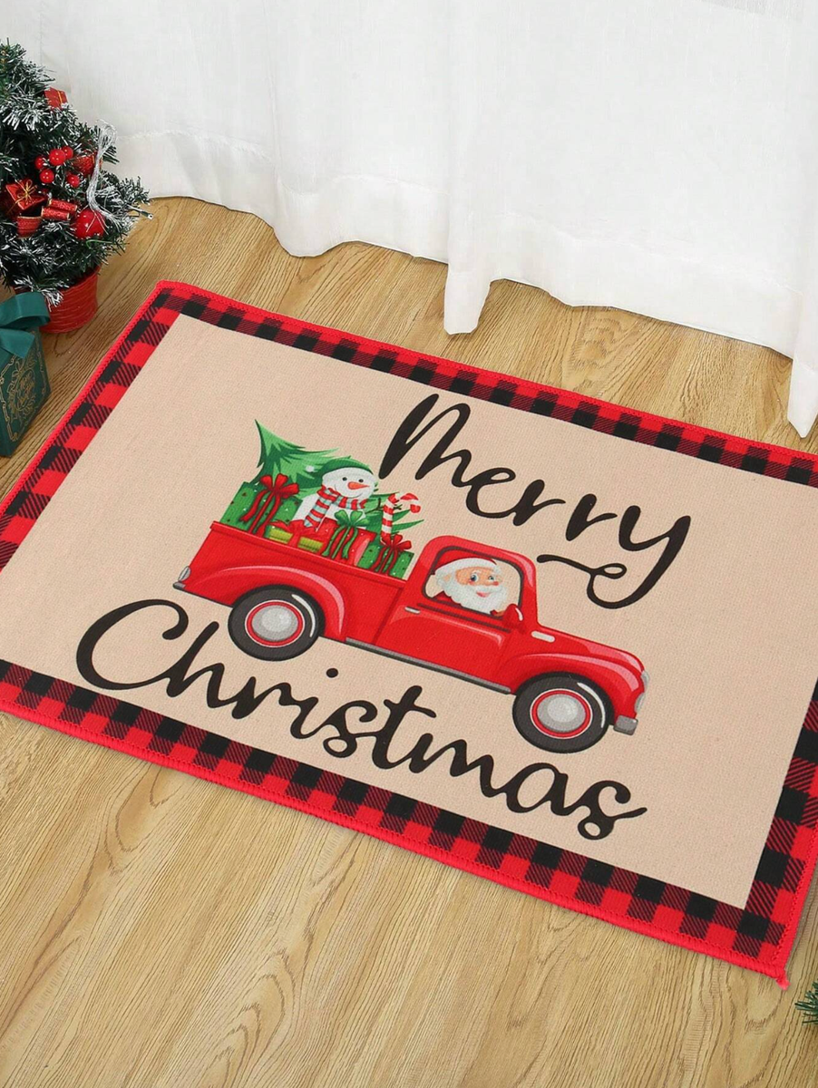 Christmas Mat- Santa in a Red Truck