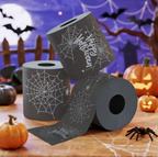 Happy Halloween Black Toilet Paper With Spider Webs