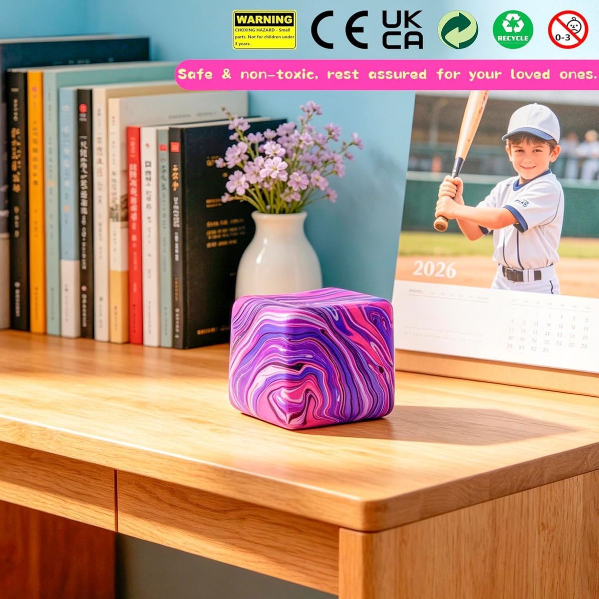 Swirl Stress Ice Cube Squishy Toy,Slow Rising Fidget Toy for Anxiety Relief