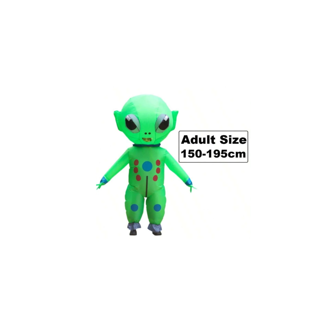 Inflatable Green Alien Costume with C-Shaped Antennae