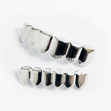 Hip Hop Rapper Clip-on Teeth Grillz in Shiny Silver Plated Finish