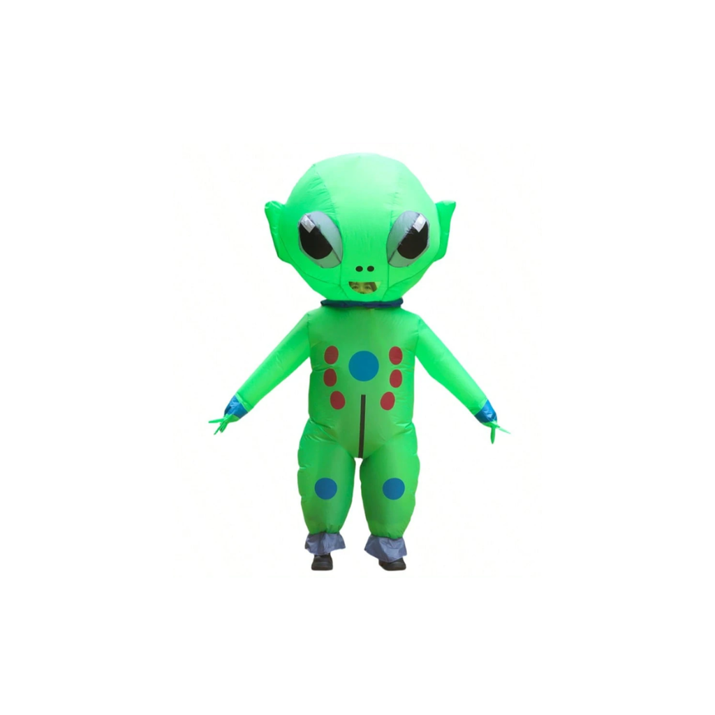 Inflatable Green Alien Costume with C-Shaped Antennae