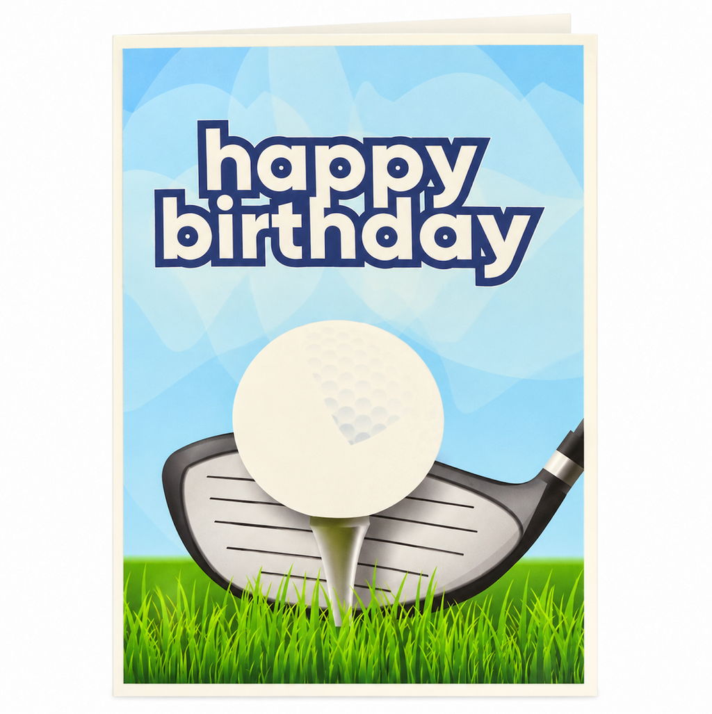 Golf-Themed Happy Birthday Card