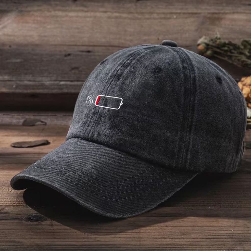 Men's Washed Printed Baseball Cap - Dark Grey