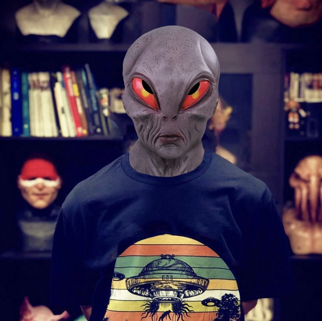 Face Mask Alien Bright Red Eyes