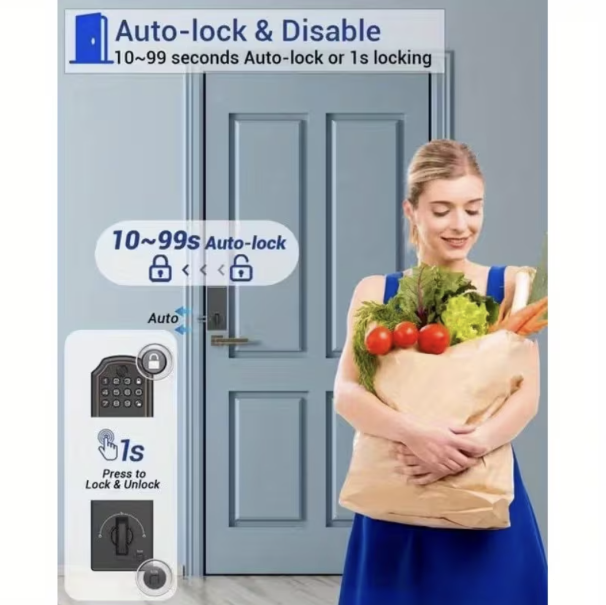 Smart Door Lock Keyless Entry Door Lock with Keypad and Bluetooth App