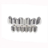 Hip Hop Rapper Clip-on Teeth Grillz in Shiny Silver Plated Finish