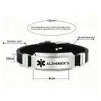 Unisex Silicone Medical Alert Identification Bracelet - Black