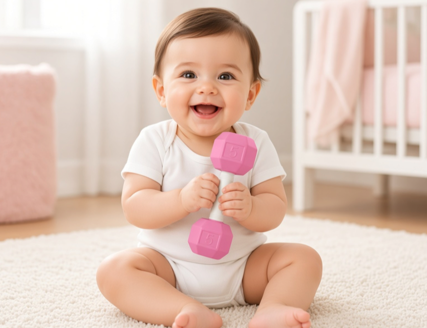 Baby Dumbbell Rattle - Mini Gym Toy for Little Lifters