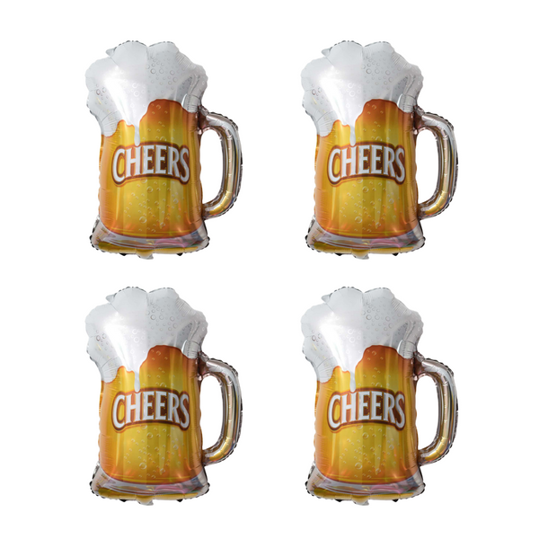 Large Beer Mug Cheers Foil Balloons Gold 70 x 56cm - 4 Pack