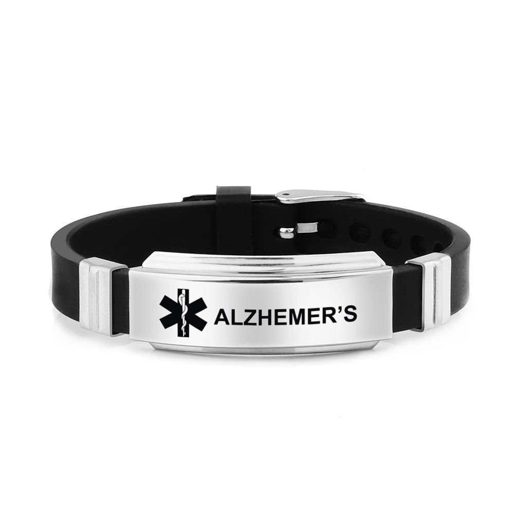 Unisex Silicone Medical Alert Identification Bracelet - Black