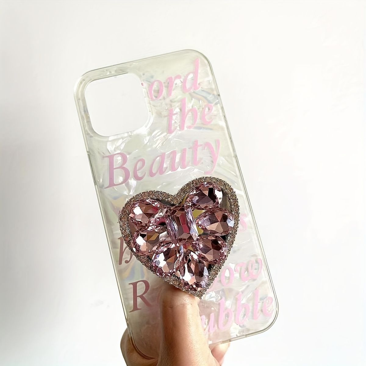 Rhinestone Decor Heart-Shaped Phone Socket