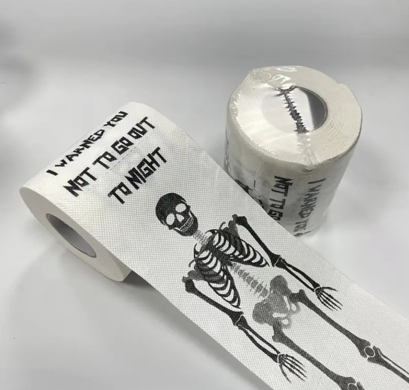 Happy Halloween White Skeleton Toilet Paper