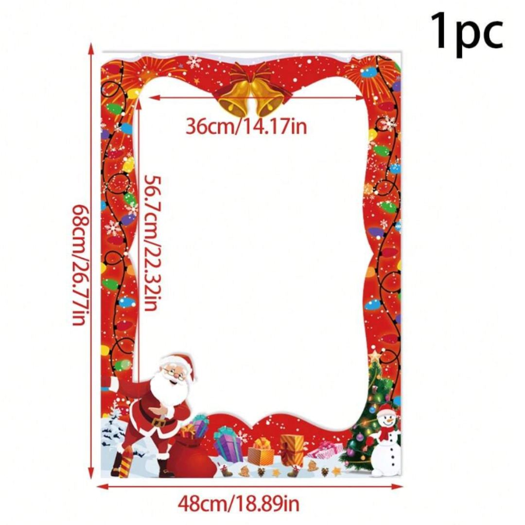 1pc Christmas Theme Material Photo Frame Decoration Banner Hanging