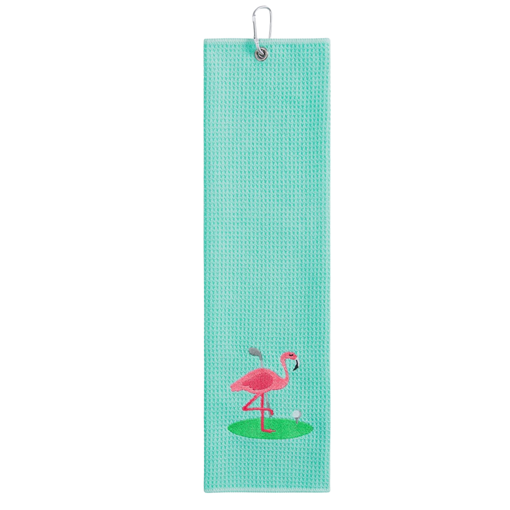 Embroidered Golf Towel - Flamingo
